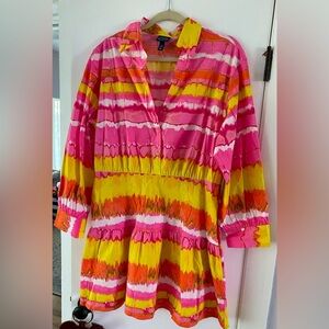Women's Scoop Long Sleeve Collar Shirt Dress Multicolor XL (16/18) Cute Summer